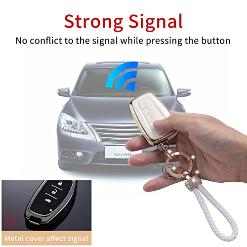 Gematay For Toyota Key Fob Cover With Lanyard, Car Key Case Protection For 2018-2022 Camry Rav4 Highlander Avalon C-Hr Prius Corolla Gt86 Smart Key Holder #TOP3