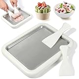 Kojintora Rolled Ice Cream Maker - Instant Freeze Tray Roller for DIY Ice Cream Roll Homemade Frozen Yogurt Gelato Sorbet - Stainless Steel Cold Plate Pan Icecream Rolling Board Kit with 2 Spatulas