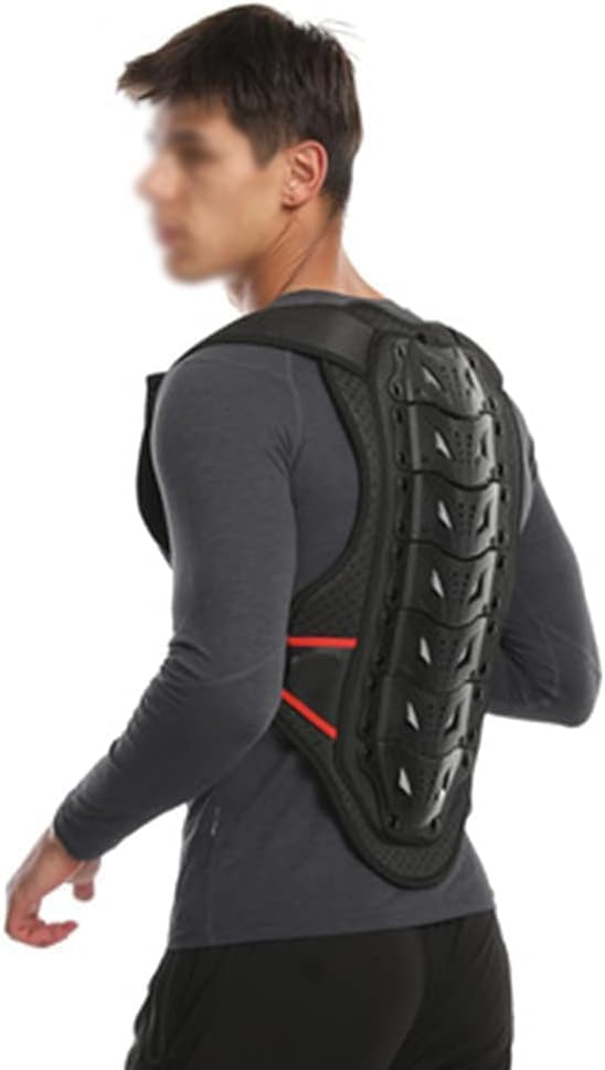 Protection dorsale de moto réglable pour vélo, ski, skateboard, rembourrage en mousse respirante, design ergonomique avec sangles auto-agrippantes pour homme et femme, taille L, noir