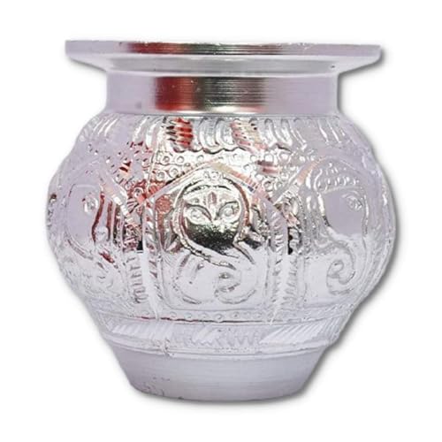 Aluminium Pooja Lota| Handicraft Lota | Home Decor Aluminium Kalash Color :- Silver Puja Lota for Aluminium Pooja Kalash/Lota Lota Karvachauth/Navratri(300 ml Small) (Silver) Diwali Dhanteras Puja