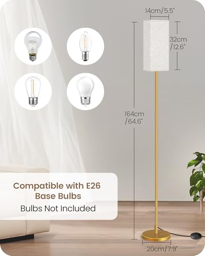 Image of 2Pack Floor Lamp, Pole with Foot Switch, Modern Standing Lamp Lampshade, Minimalist Freestanding Lamp (Bulb Not Included), for Living Room,Bedroom,Office,ETL Listed,Gold and Beige DE07LDP205