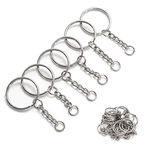 YHYZ Keychain Ring Set (60 Sets), 60pcs 1 Inch Splits Key Ring Hoops (25mm) with Chain + 60pcs Jumper Rings