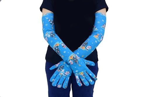 Image of Women's Driving Gloves, Printed Cotton Full Hand Summer Gloves for Protection from Sun Burn /Heat /Pollution (Pack of 1 Pair)