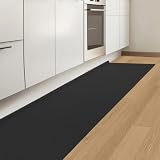 DIHACOZ キッチンマット 拭ける【L型を革新-隙間防汚対策】60x240cm 低反発 滑り止め 防音 防水 6mm 分厚 PVCマット 洗える い北欧 おしゃれ 高級 ブラック