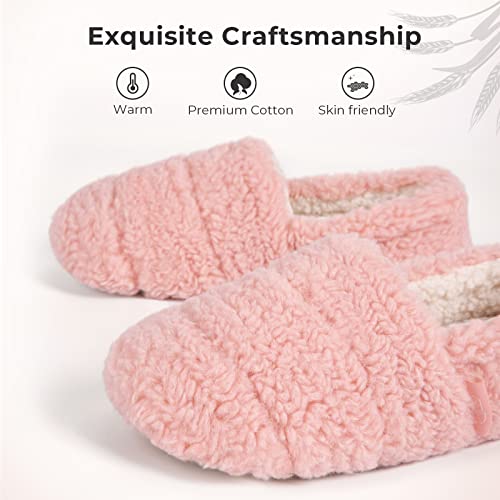 Hometop Womens Comfy Slippers Soft Sherpa Lining Closed Back Non Slip Tpr Sole Indoor Outdoor(9-10, Pink) #TOP2