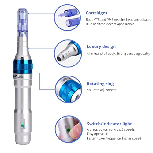 Aravli Ultima A6 Electric Wireless Professional Skincare Kit including 12 Cartridges - Six 12 Pin, Six 36 Pin - Image 2