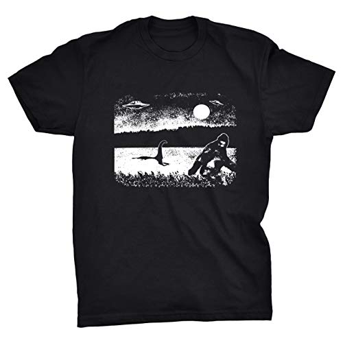 Bigfoot Yeti Meets Loch Ness Monster och UFO Aliens Cryptid Sasquatch X-Files T-shirt