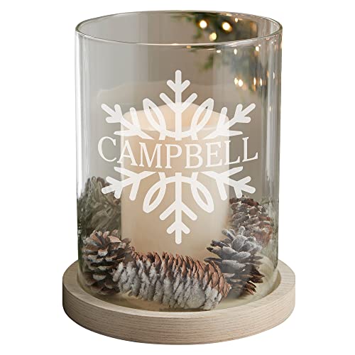 Personalization Universe Snowflake Personalized Hurricane with Whitewashed Wood Base
