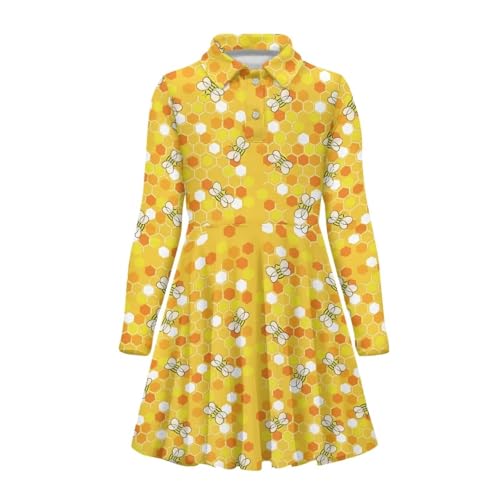 Girls Long Sleeve Dress Kids Twirl Swing Dress Comfy School Clothes4