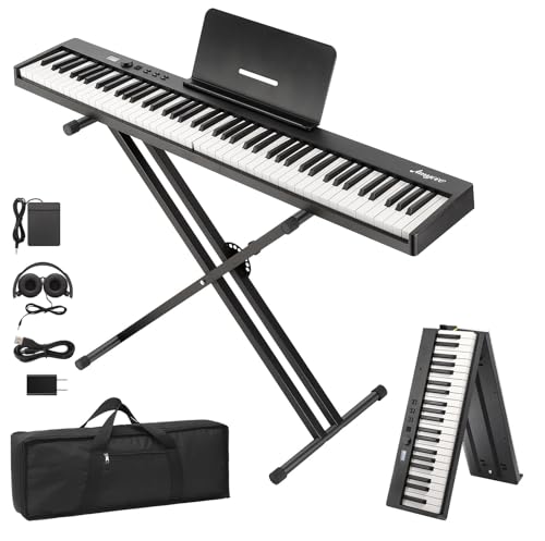 88 Key Full Size Portable Folding Electronic Keyboard Piano Set Built-in Speakers,Electric Piano...