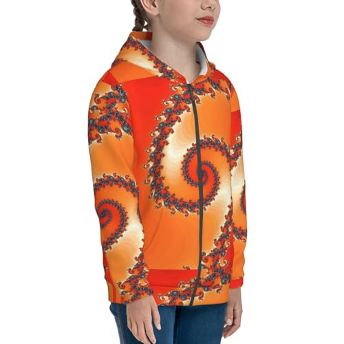 Orange Rotating Kids Pullover Hoodies Boys Zip Up Sweatshirts Girls Athletic Clothes with Pocket4