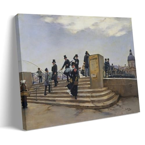 Jean Béraud Une journée venteuse sur le pont tableau parisien toile 50x75