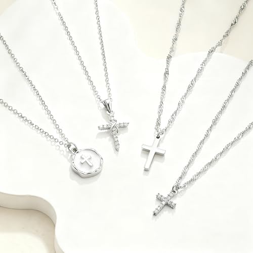 Fezodo 18K White Gold Plated Cross Necklace for Women Trendy - image 7