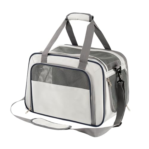 Refoya ペット ショルダーバッグ バックパック ペットバッグ キャリーバッグ 猫用 犬用 ペット用品 折りたたみ 折り畳み 小型犬 中型犬 トリミング 防災 通院 避難用 (ライトグレー)
