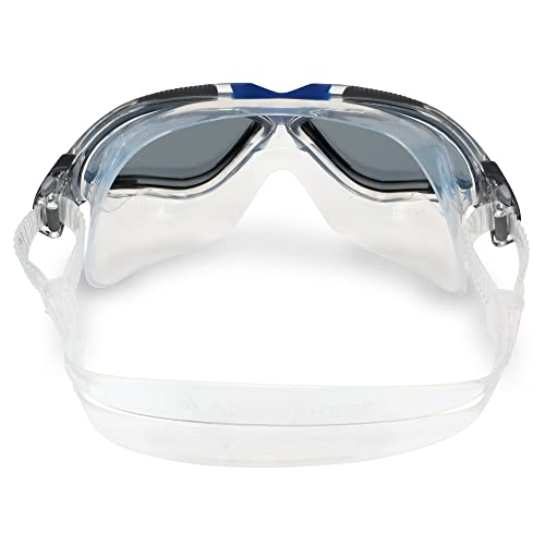 Aqua Sphere Vista Adult Unisex Swim Goggles - Onetouch Custom Fit, Wide Peripheral Vision - Durable Mask For Active Open Water Swimmers - Smoke Lens, Transparent/Dark Grey Frame #TOP3