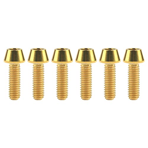 Image of Titanium Ti DIN912 M4 8 10 12 15 20mm Tapered Head Hex Bolts Bicycle Screws Pack of 6 (Gold, M4x12mm)