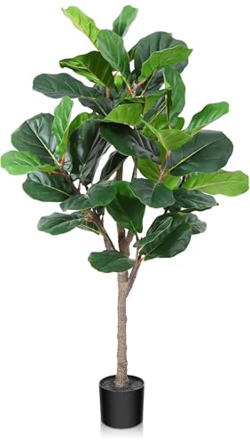 Image of VRB Dec 1 Pcs (4.5 FT) Artificial Plants with Pot Plants Leaves Tree Tropical Bougainvillea Faux Areca Plants Indoor Real Touch Monstera,Banana Plant for Home /Decor (Artificial Fig Tree with Pot)