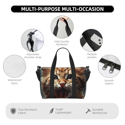 Kitten Opens Its Mouth Duffle Bag for Men Women Gym Bag with Shoes Compartment Travel Bags Lightweight Overnight Bags3