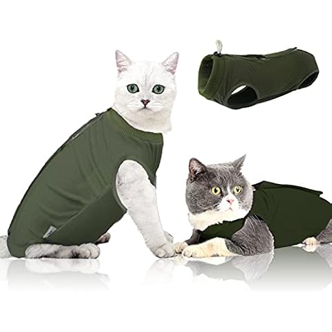 oUUoNNo Wundchirurgie-Wiederherstellungsanzug für Katzen bei Bauchwunden oder Hautkrankheiten, nach der Operation, Pyjama-Anzug, E-Kragen-Alternative für Katzen Cover