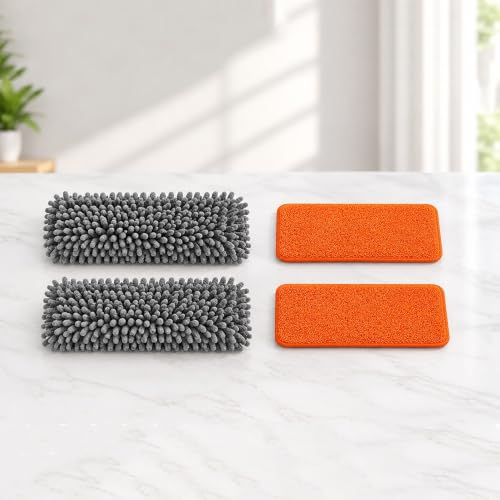 Image of MONJAY Microfiber Mop Head for Dusting Ceiling Fan Washable Pads (2 Grey & 2 Orange)