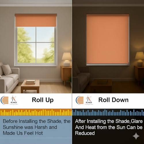 Image of 100% Blackout Roller Blinds for Windows | UV Protection & Thermal Insulated Fabric | Privacy Window Shades for Home & Office | Easy Install