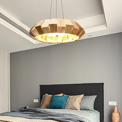 Suspension LED éclairage plafond bois massif luminaire îlot cuisine LWX