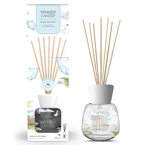Yankee Candle Signature Diffusore a bastoncini | Clean Cotton | 100 ml | Fino a 10 settimane di fragranza | Confezione riciclabile | Un regalo perfetto per una donna