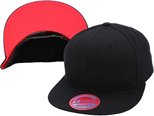 Image of KBETHOS Classic Snapback Hat Blank Cap Underbrim Cotton Wool Blend Flat Visor Adjustable Unisex