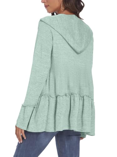 Image of DEESHA Plus Size Zip Up Hoodie for Curvy Women Spring Ruffle Hooded Sweatshirts Jacket Cardigans Lightweight