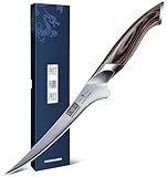 HOSHANHO Coltello per Sfilettare Pesce e Carne, 18cm Coltello da Disosso Super Affilato, Coltello cucina Professionale in Acciaio Inox