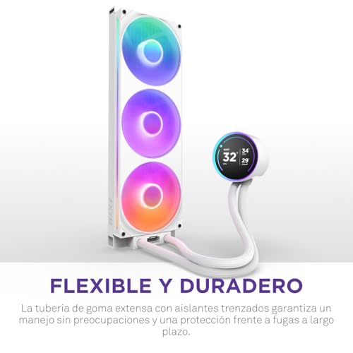 NZXT Kraken Elite 420 RGB 2025 - Refrigeración líquida AIO para CPU - Radiador de 420mm - Ventilador F420 RGB Core - LCD IPS de 2,72 pulgadas - AMD® AM5, AM4 - Intel® LGA 1851/1700, 1200/115X - Blanco - imagen 8