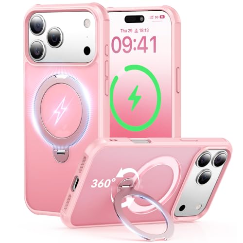 �y��_360°��]�E10�N�̏��S�J���zPeerock iPhone 17 Pro �p �P�[�X�y���@�\��́E360°�V��_��]�X�^���h�z�ČRMIL�K�i �ϏՌ� MagSafe�Ή� ���ϋv�� �ő�25W�}���[�d�Ή� �w��h�~/�}�b�g�d�グ/���ϖh�~/������ ��