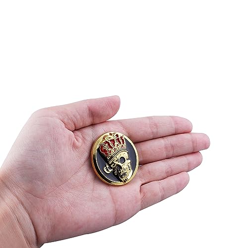 Image of 2pcs Skull Emblem Car Badge Sticker Waterproof Decoration Logo Decals for Car Motorcycle Fridge Computer Door (Gold Black)
