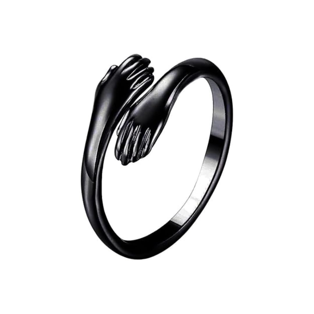 brijsun innovations Black Hug Ring for Men & Women | Adjustable Unisex Promise Ring | Symbolic Embrace Design | Matte Finish Couple Ring for Love, Friendship & Gifting-picture-36