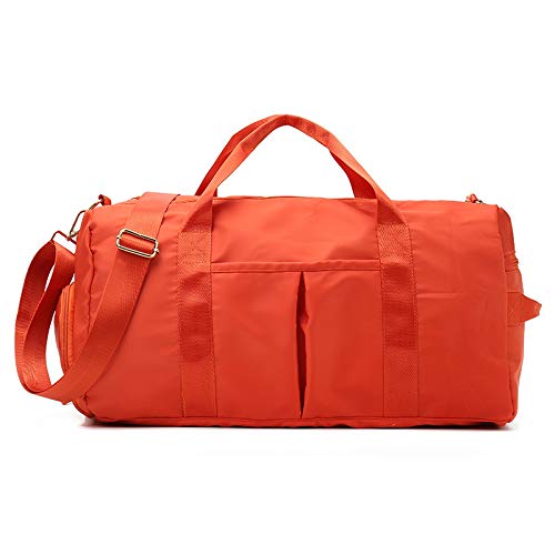 Travel Duffel Bag Gym Sports Duffle Bag with Wet Pocket & Shoes Compartment Water Resistant Luggage Packable Duffle Bag Weekender Bag for Women and Men (orange)