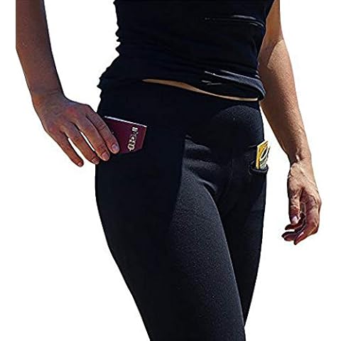 Clever Travel Companion Everyday Leggings - Pickpocket & Loss Proof Yoga Leggings for Women with Two Secret Hidden Pockets - Black Cover