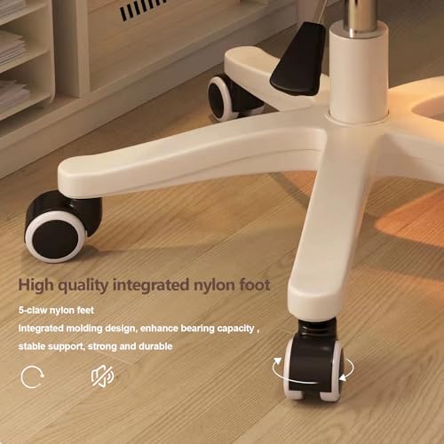 Image of Small Desk Chair Round Rolling Chair with Back PU Leather Height Adjustable Swivel Vanity Work Computer Stool Chair for Home Office Bedroom, Set of 4