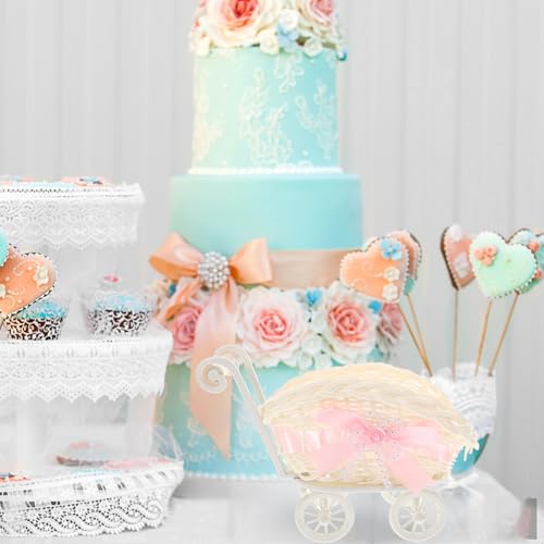 Cesta tejida pequeña para decoración de shower infantiles 7
