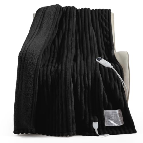 Image of Bedsure Thick Heated Blanket Electric Throw XL, Fast Heating, Black 50 inchx70 inch