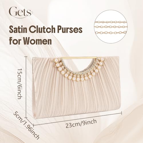 Image of Gets Clutch Purses for Women PU Leather Evening Handbag for Formal Wedding Party Clutches Small Crossbody Bag with Chain