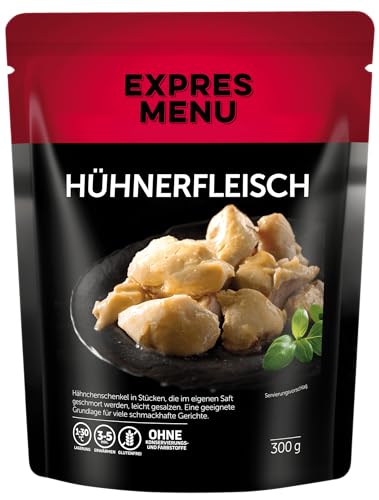 EXPRES MENU | Zarte Hähnchenschenkel, im eigenen Saft gedünstet für eine geschmackvolle und saftige Mahlzeit, perfekt zubereitet als Fertiggericht | 3 Portionen