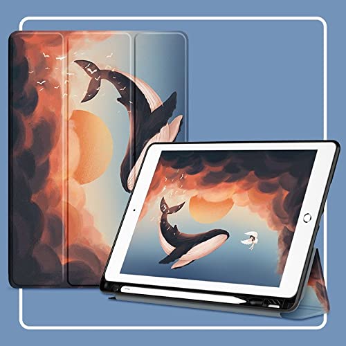 Étui Magnétique Intelligent Pour Apple Ipad Air 1 (2013) Et Ipad Air 2 (2014) Et Apple Ipad 9.7 5E Génération (2017) Et Apple Ipad 9.7 6E Génération (2018),Whale In Red Sunset,For Ipad Air 2/Air