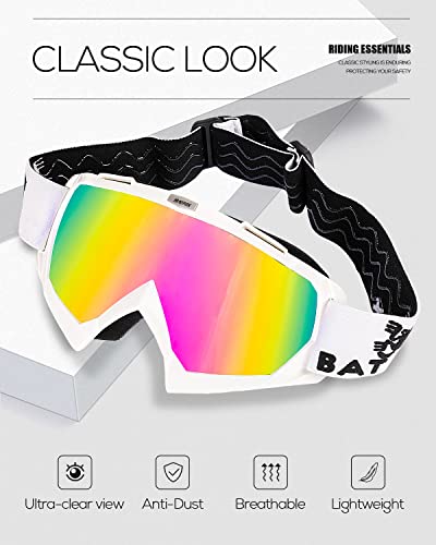 Image of BATFOX Dirt Bike ATV Goggles Motorcycle Gear Riding Motocross Dirtbike 4-Wheeler MX DH Accessories Goggles Glasses for Men Women Youth UV400 Protection Dust-proof Anti-Slip Strap