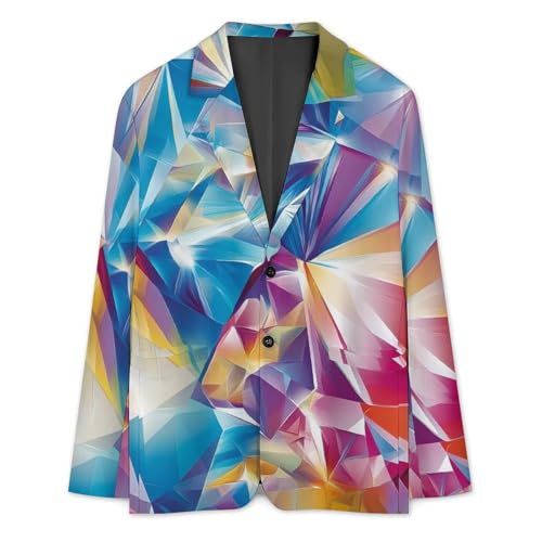 Colorful Diamond Men's Slim Suit Long-Sleeve Prom Tuxedo Classic Two Button Business Jacket3