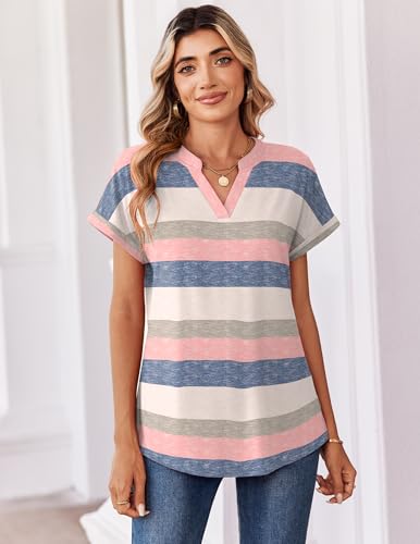 Image of Zeagoo Womens Tops Short Sleeve Summer V Neck Shirts Work Blouses Business Outfits Fashion Clothing