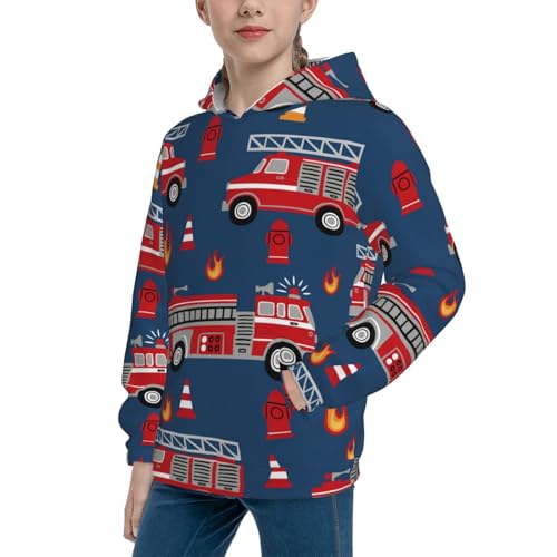 Fire Truck 1 Kid Hoodies Boys Sweatshirts Girls Pullover with Pocket2