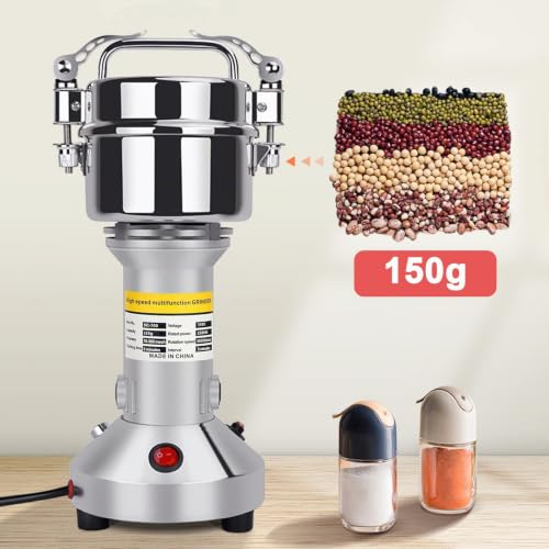 Foto von Kotsy Tragbare Getreidemühle,Herb Grain Spice Getreidemühle Mühle Mehl Pulver Maschine 220 V,3 Klingen Timing Schleifmaschine High Speed Küchenmaschine (150g)