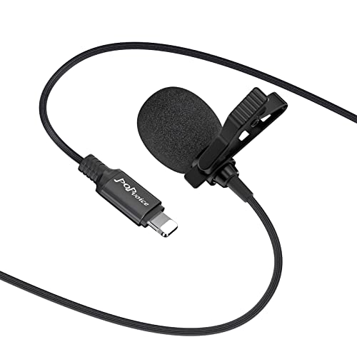 Image of PoP voice Wired Lavalier Microphone for iPhone, Lav Lapel Mic for Video /Audio Recording Omni Clip On Mic for YouTube, Interview, Tiktok, Portable Professional Recording Mic for iOS Devices