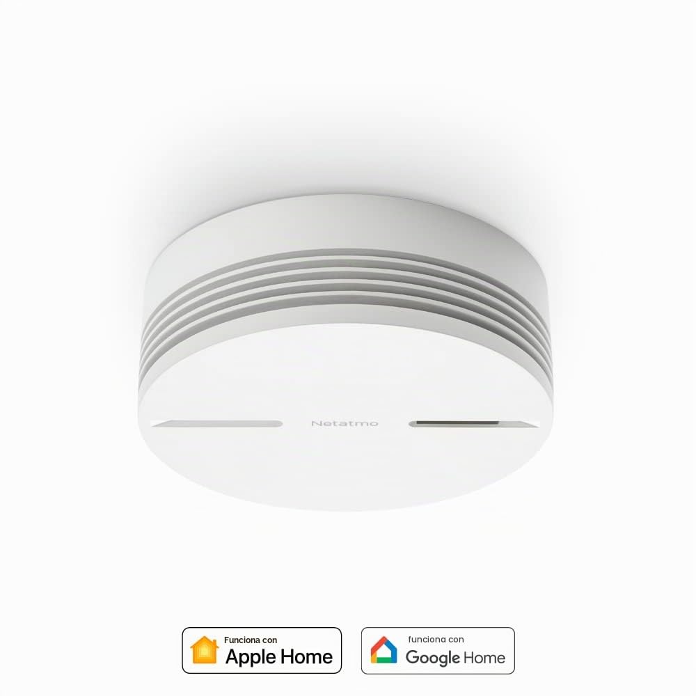 Netatmo Alarma de Humo Inteligente, batería de 10 años, Humo Conectado, autocomprobación, no Necesita concentrador, Cumple con EN14604, NSA-UK, Blanco, 11,5 x 11,5 x 4,4 cm