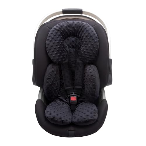 Image of Pro Goleem Infant Car Seat Insert, Baby Head Neck Body Support, Soft Minky Newborn Car Seat Strap Pads, 2-in-1 Reversible, Boys and Girls, Black
